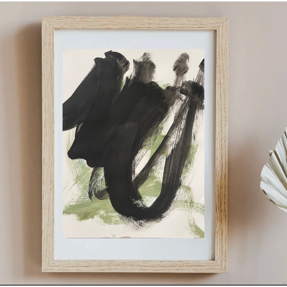 OMAN Original Abstract Painting Shadows of the Forest 11x14 Monochromatic Art